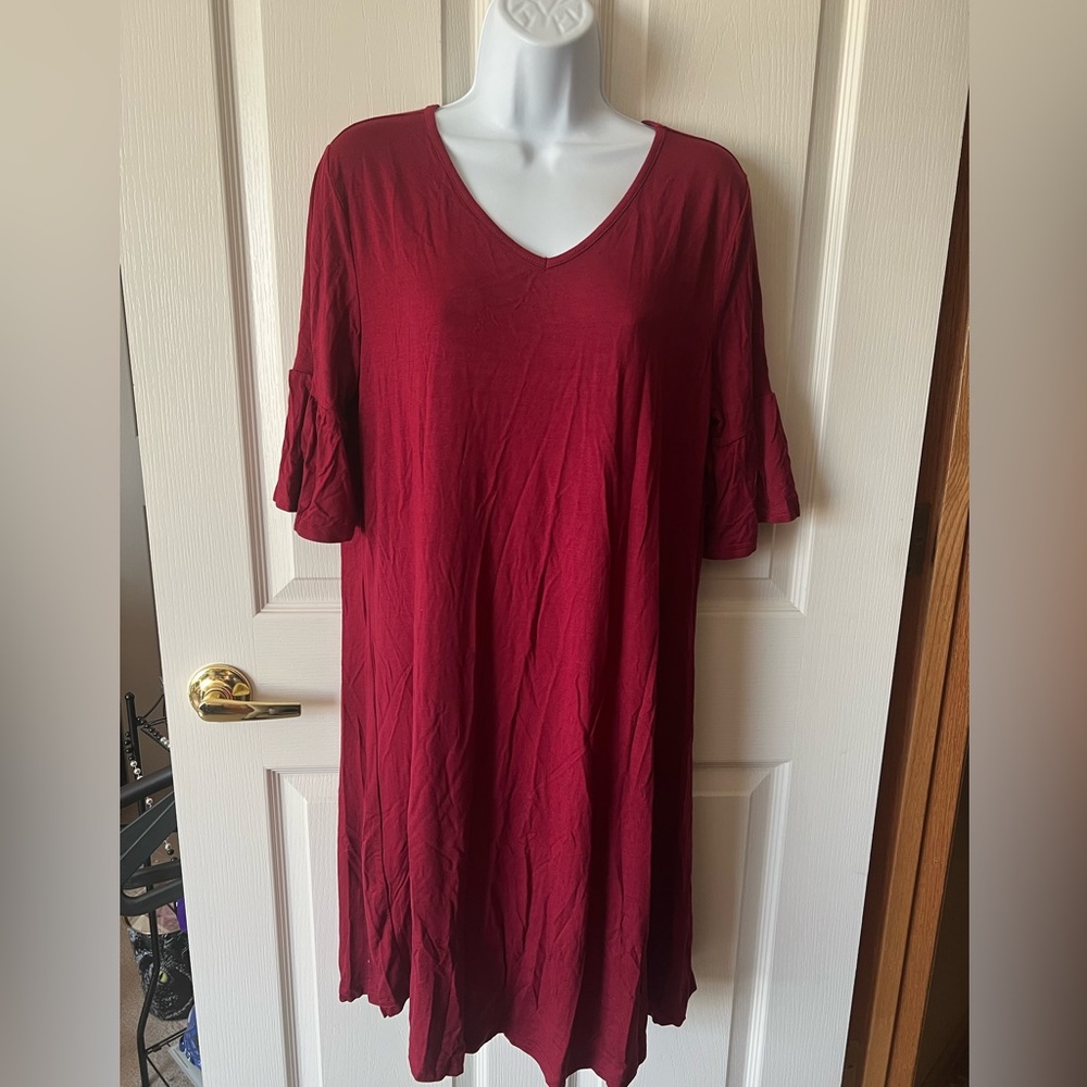 Red V-Neck Dress